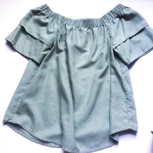 H&M Off-the-shoulder Moss Green Blouse Size 6